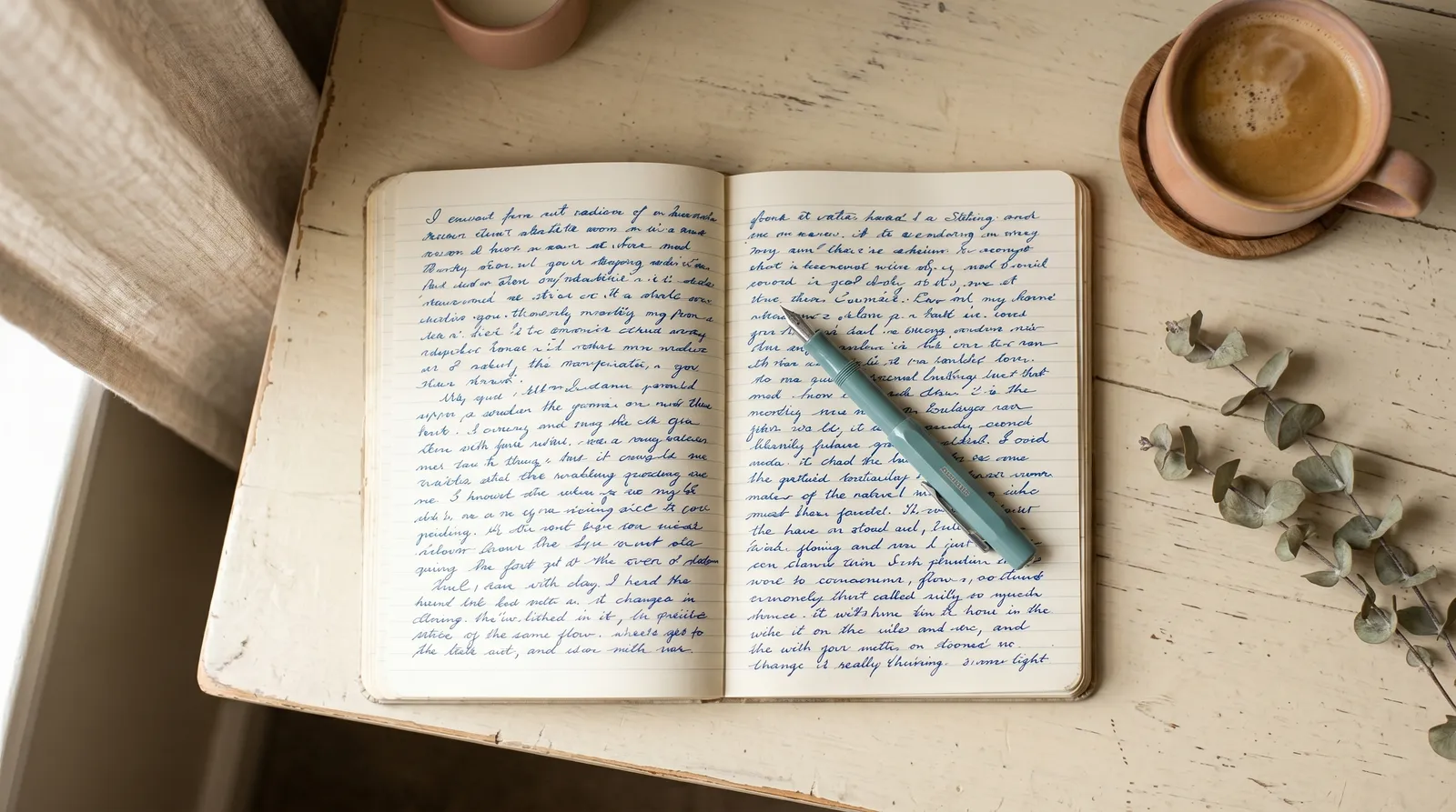 Una pagina di diario scritta a mano a inchiostro blu, usata per leggere i tratti di personalità dalla scrittura
